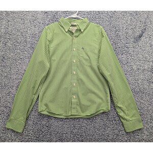Y2K Abercrombie Fitch Muscle Shirt Mens M Button Down Long Sleeve Check Green